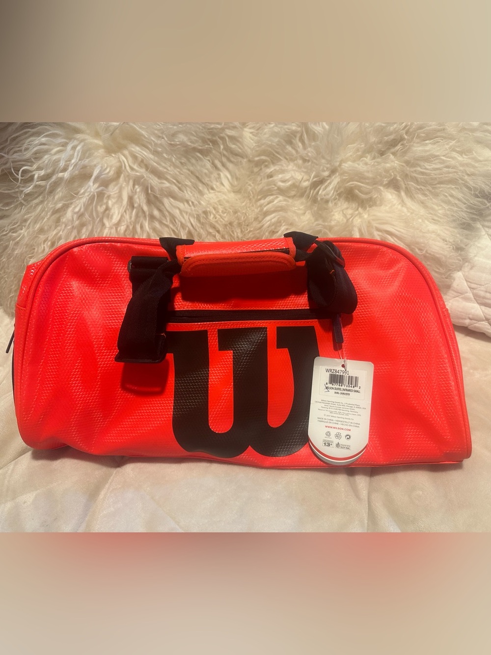 Wilson Neon Coral Duffel Tennis Bag with Black Logo